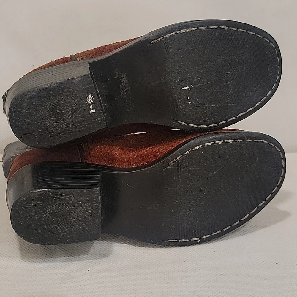 KIDS MASTERSON BROWN SUEDE COWBOY BOOTS (sz 10)